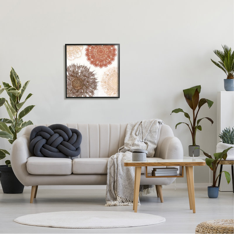 Boho Mandala Earthy Florals, art de la giclée encadrée par Irena Orlov, H 24 po x l 24 po x P 1,5 po
