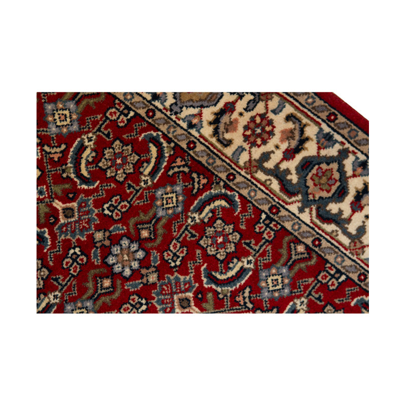 Tapis rouge et ivoire noué à la main de haute qualité