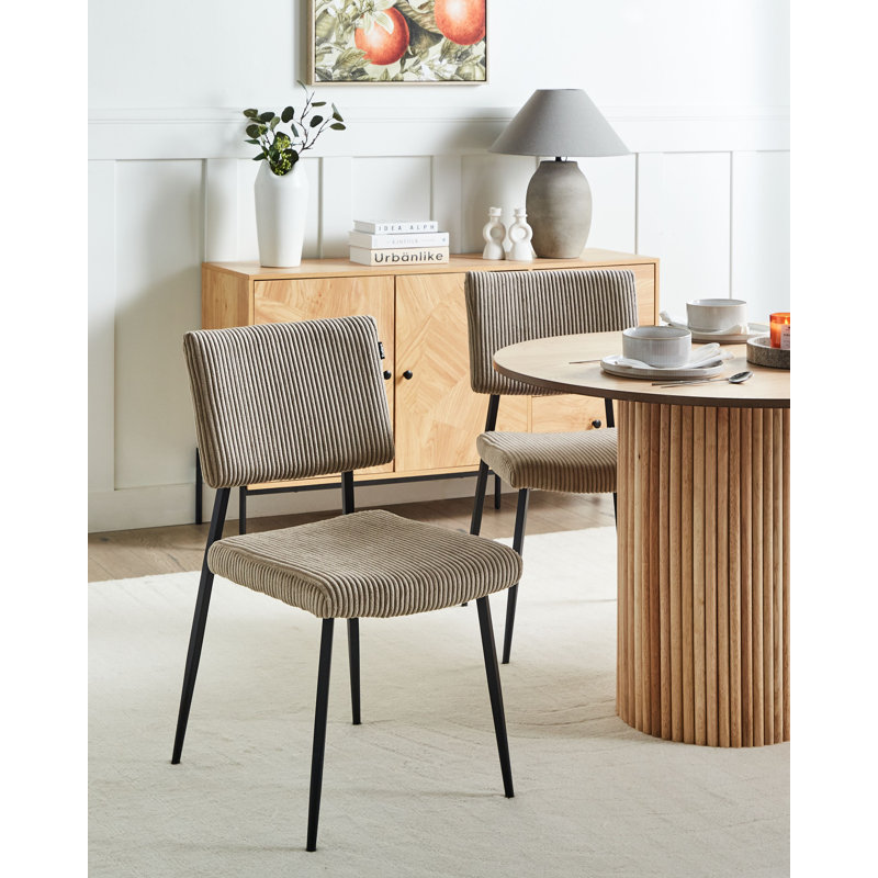 Set of 2 Dining Chairs STURGIS Corduroy, Beige