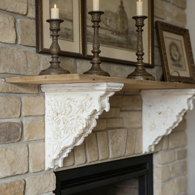  Pair of Corbels Shabby Corbels Brackets for Shelf White Wood Brackets Farmhouse Wall Decor
