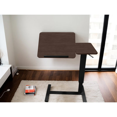 Bureau de chevet réglable - Table avec roulettes, plateau inclinable pour ordinateur portable et lecture, noir noyer, bureau pliant polyvalent, support à roulettes mobile, hauteur d'ordinateur portable, lit, couleur, fête des mères idéale