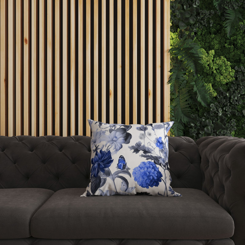Floral Square Throw Cushion, Blue/White Floral, 46cm H x 46cm W