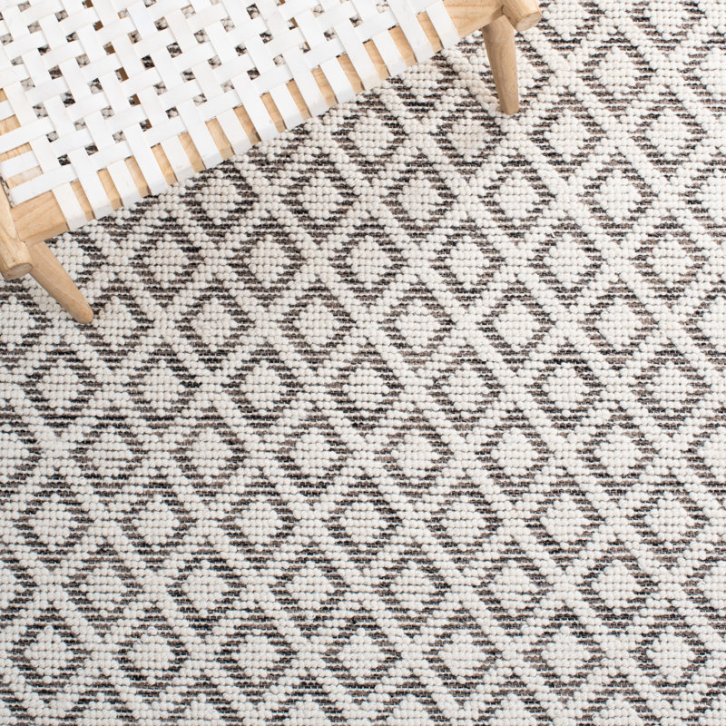 Vermont Hand Woven Wool Geometric Rug, Square 6'