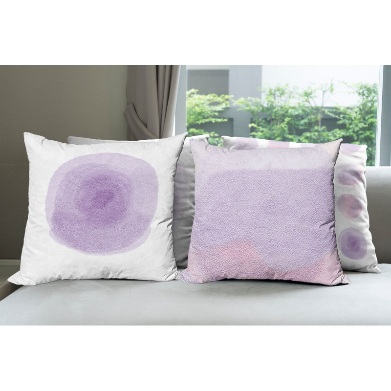 Everts Indoor / Outdoor Abstract Square Throw Pillow Cover, 45cm H x 45cm W x 0.01cm D, Lilac/Rose/White