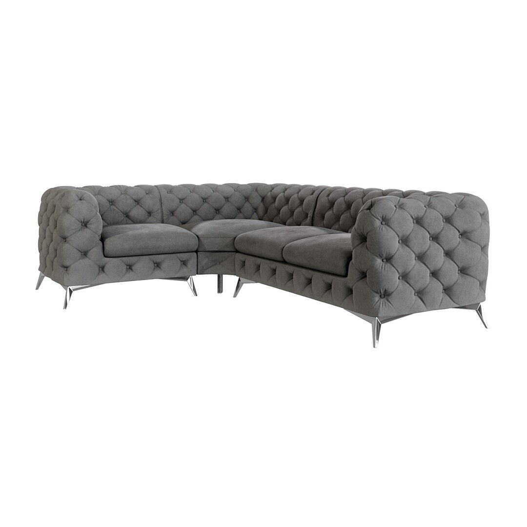 Chesterfield Ecksofa Bixby mit Silber Metall Füßen