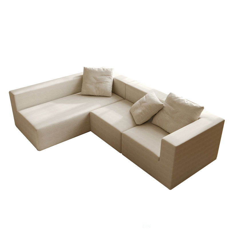 Canapé modulaire en L avec assise profonde, repose-pieds mobile et sans assemblage requis pour un confort ultime