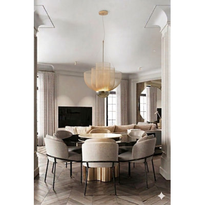 Gold Mesh LED Chandelier With Gold Hardware