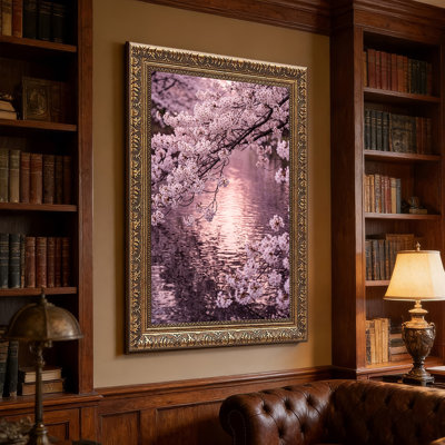Art mural sur toile de fleurs de cerisier rose sur l'eau