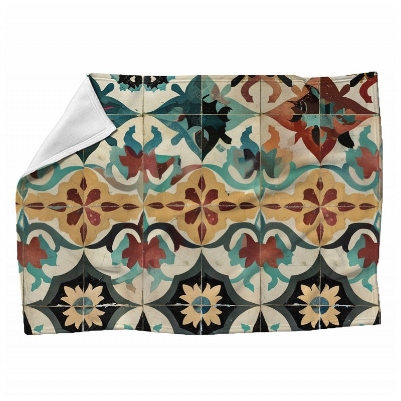 Jeté en peluche floral tendance, Jeté