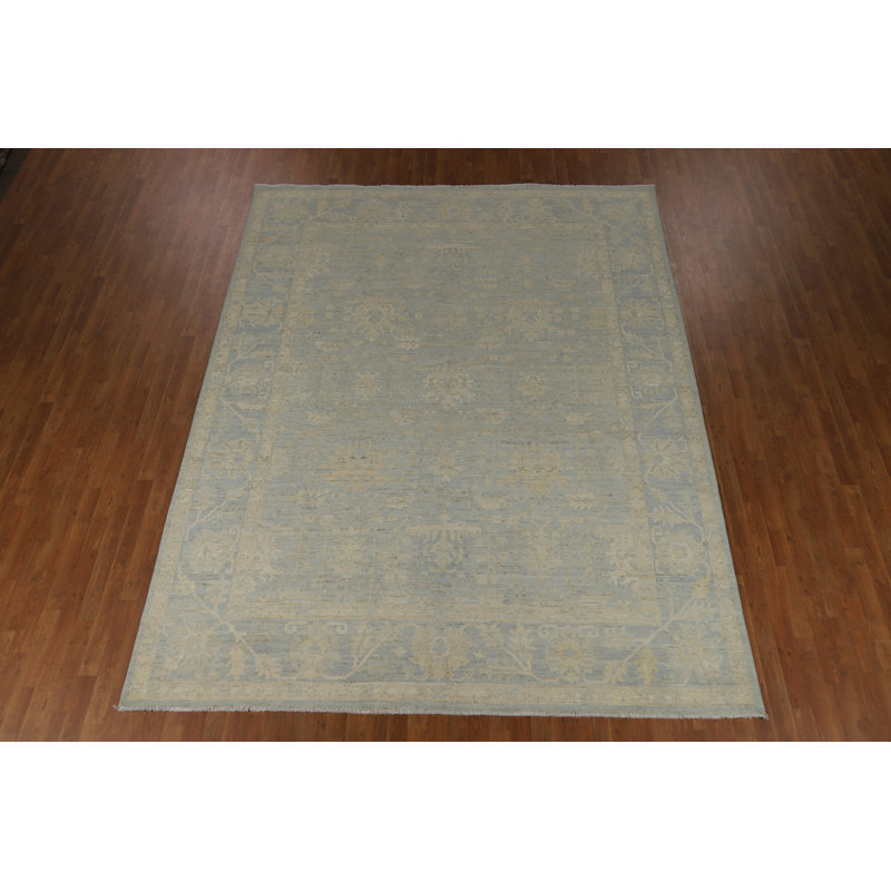 Tapis turc bleu fait à la main Oushak 9 x 12