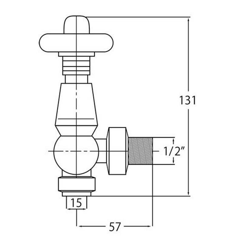 Solid Brass Angled Thermostatic Radiator Valve, Chrome