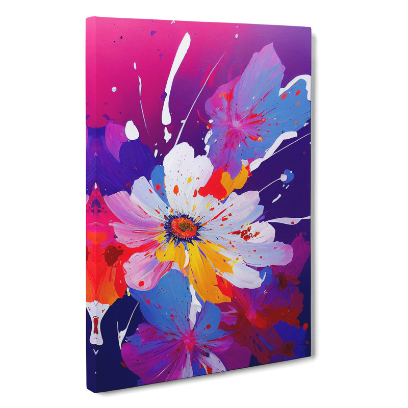 Paint Splash Flowers No.2 Abstract - Wrapped Canvas, 50cm H x 35cm W x 3cm D