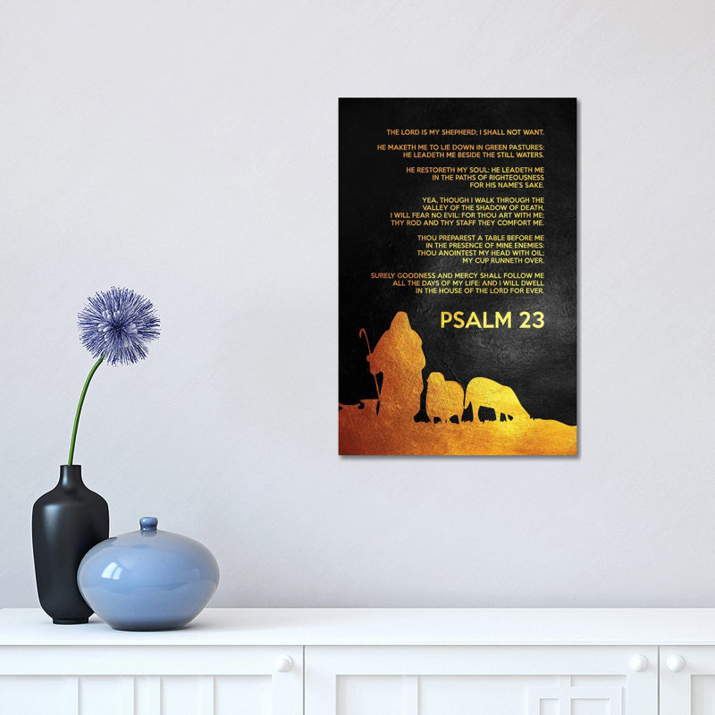 Psalm 23 Bible Verse by Adrian Baldovino - Wrapped Canvas Print, 30.48 cm H x 45.72 cm W