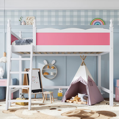 Cavero Modern Space-Saving Wood Loft Bed with Full-Length Guardrails, Built-In Ladder & Spacious Under-Bed Storage Area
