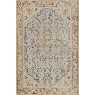 Tapis bleu campagnard en polyester Bungalow Bungalow