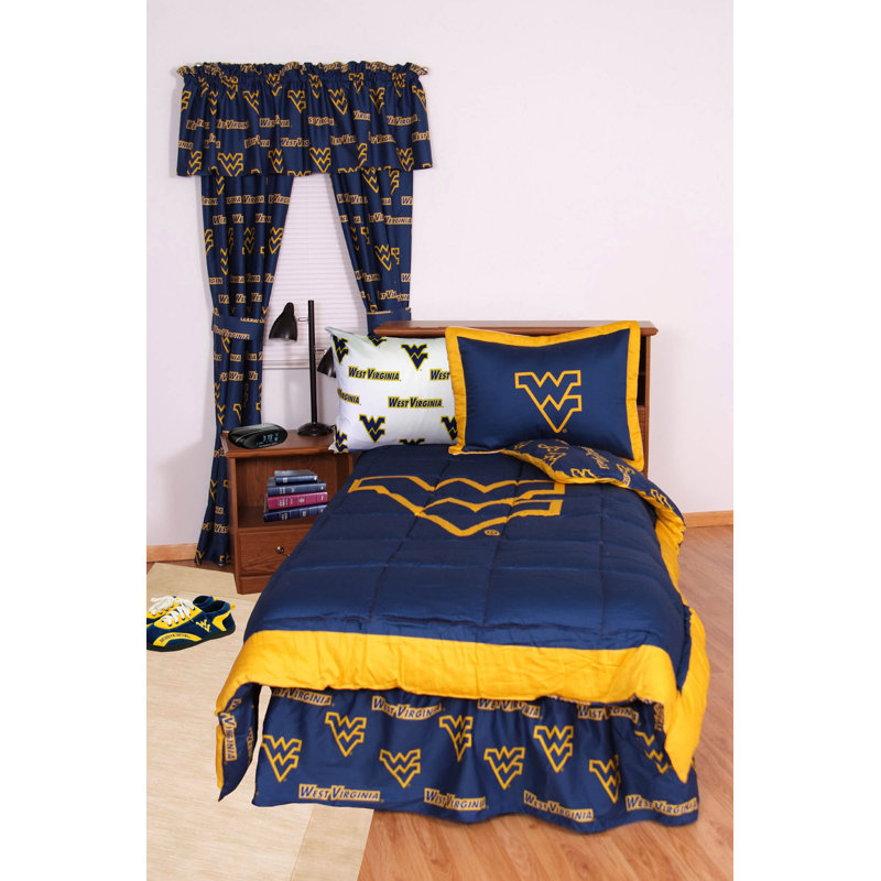 NCAA Sateen Comforter Set, West Virginia, Twin Comforter + 7 Additional Pieces