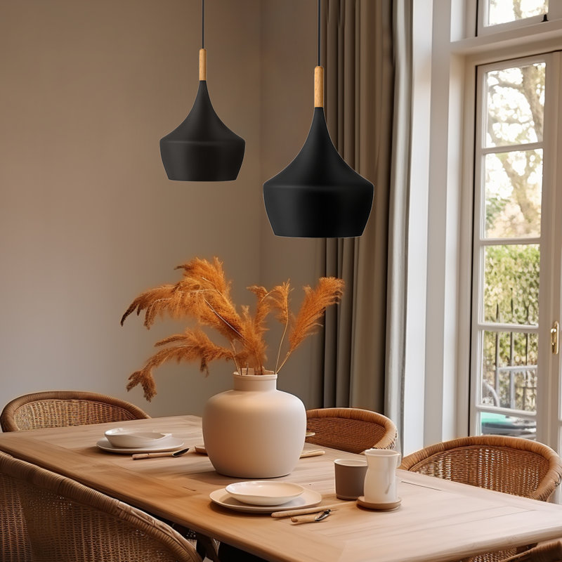 Dacoda 1-Light Unique/Statement Kitchen Island Pendant Light, Matte Black