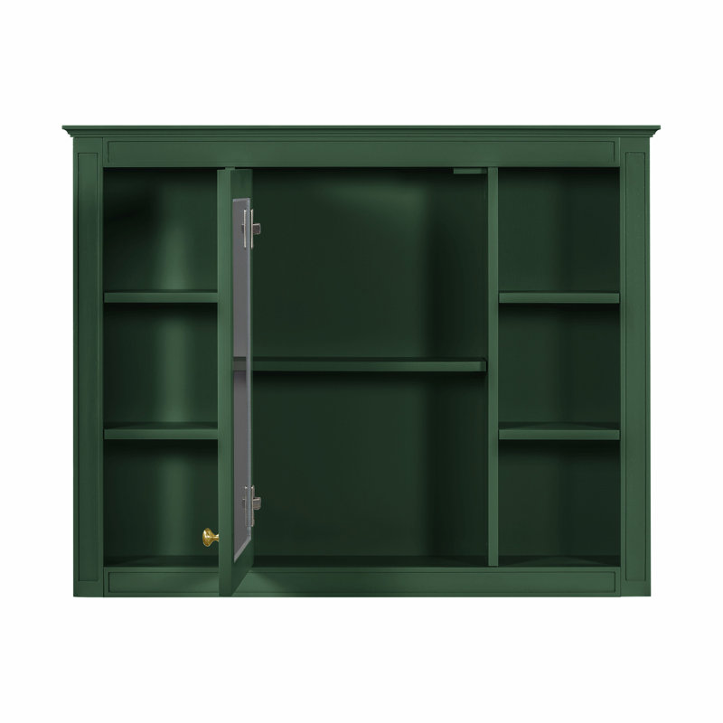Cette armoire de rangement murale avec miroir et tablettes réglables est un ajout élégant et fonctionnel à votre salle de bain.