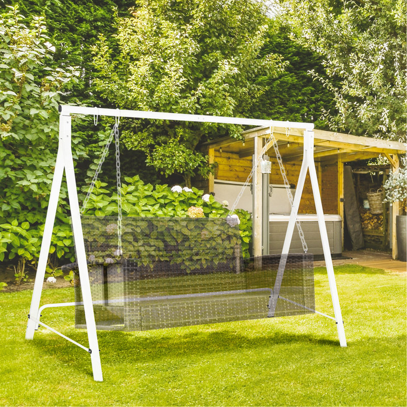 Balancelle en métal, structure de balançoire robuste, support de chaise suspendue seulement, capacité de poids de 528 lb, pour cour, patio, pelouse, aire de jeux, blanc