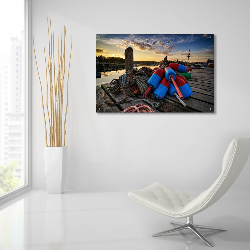 «Buoys and Line» par Rick Berk, art mural en verre acrylique, H 24 po x l 36 po x P 0,2 po