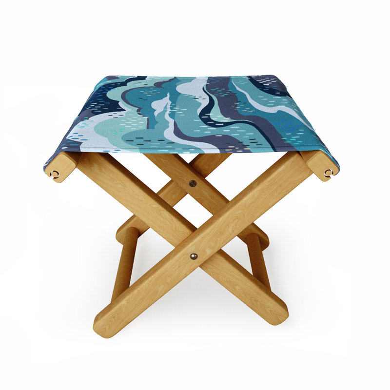 Tabouret d'appoint en bois massif Avenie, Bleu