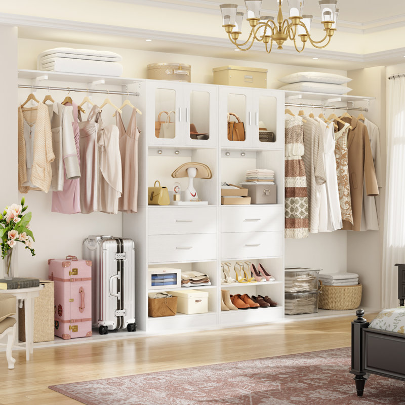 Système d'organisation 80 po à 120 po avec portes et tiroirs, Blanc