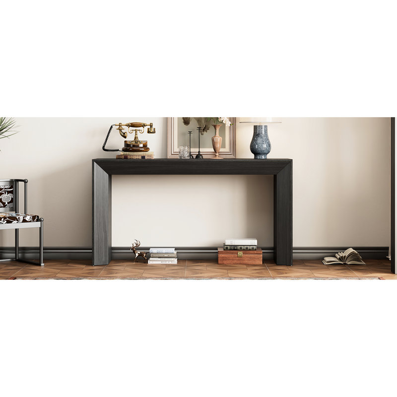 Console avec foyer original - Placage en bois de qualité pour différents environnements et plateau fin et résistant adapté à de multiples espaces élégants