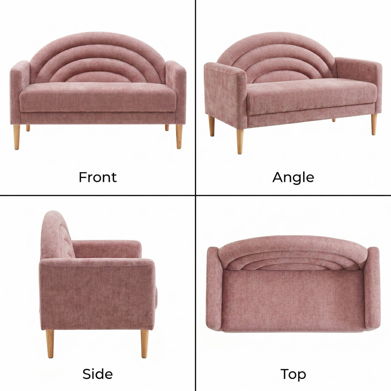 Michala Upholstered Loveseat, Pink Polyester, 31.5" H x 49.6" W x 30.7" D