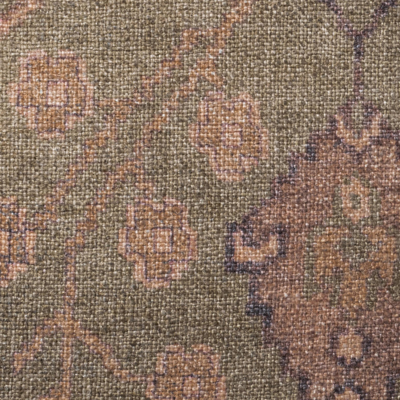 Bungalow Linen Floral Pillow Cover & Insert, Brown/Green Floral, Square 22"