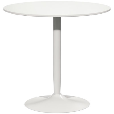 Round Dining Table with Steel Base, Non-slip Pad for Living Room