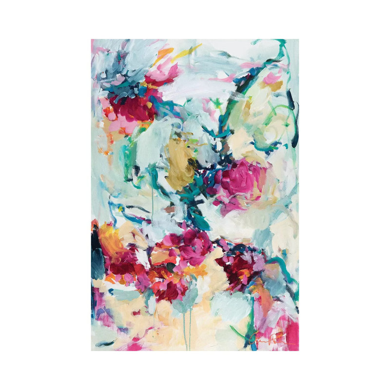 «Jade Blossoms» par Amira Rahim - reproduction d'art, H 40 po x l 26 po x P 1,5 po, Toile tendue, Pas de tapis