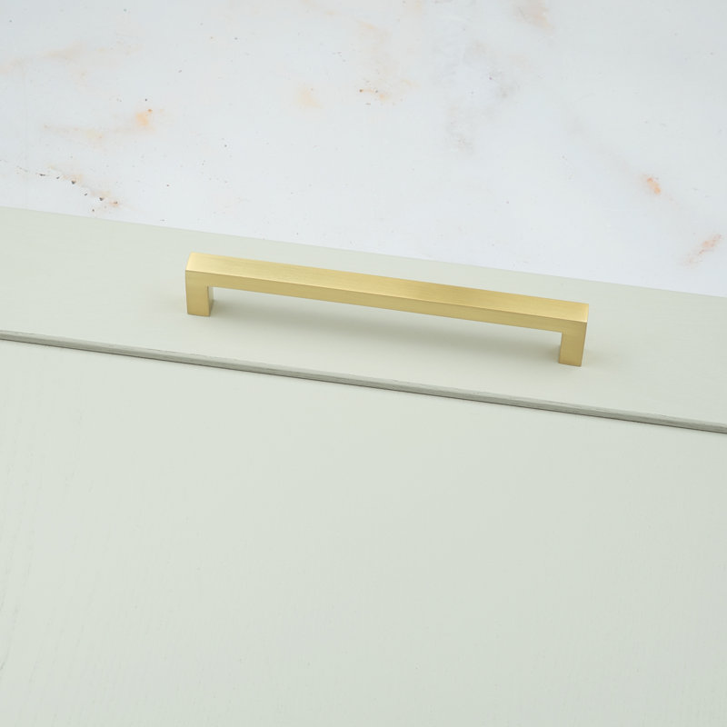 Satin Brass Slim Squared D-Bar Handles , 160mm
