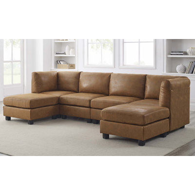 Canapé modulaire en similicuir avec coussins amovibles