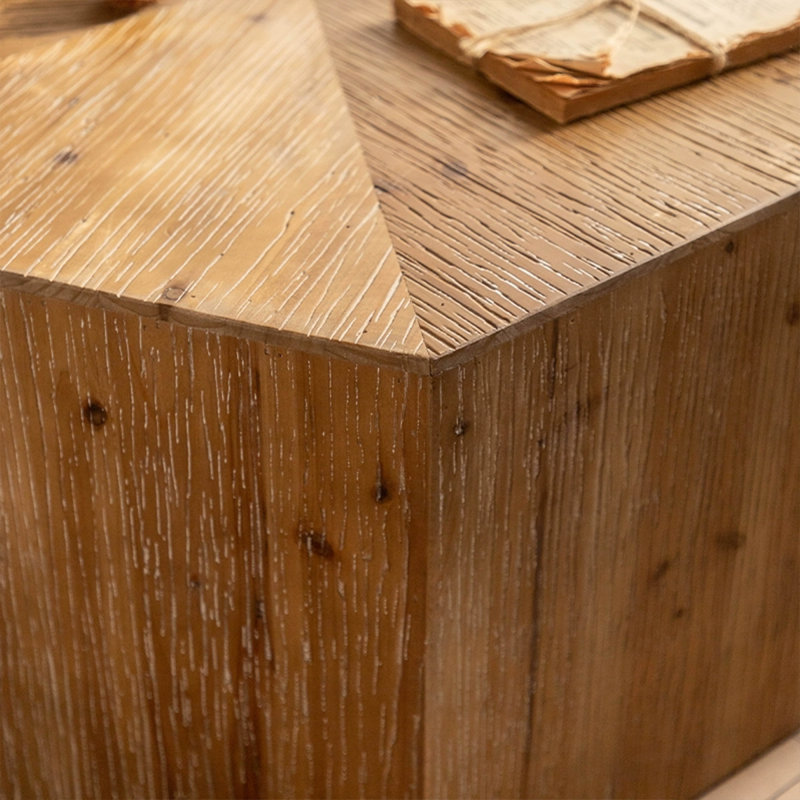 Table basse rétro en bois de noyer massif