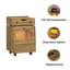 Robot-Shaped Wood End Table - 360° Rotating Storage Chest, 3-Colour LED Lights & Lockable Rolling Wheels