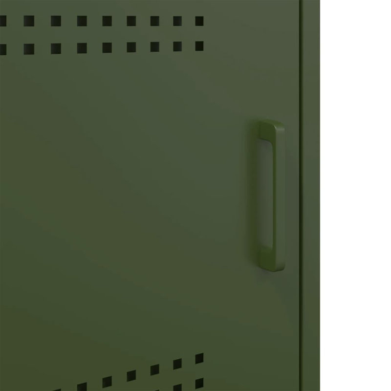 Prinsh 36cm W Steel Bedside Table, Olive Green