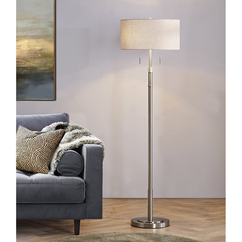 Maramawit 67'' Traditional Floor Lamp, Beige, Brushed Nickel