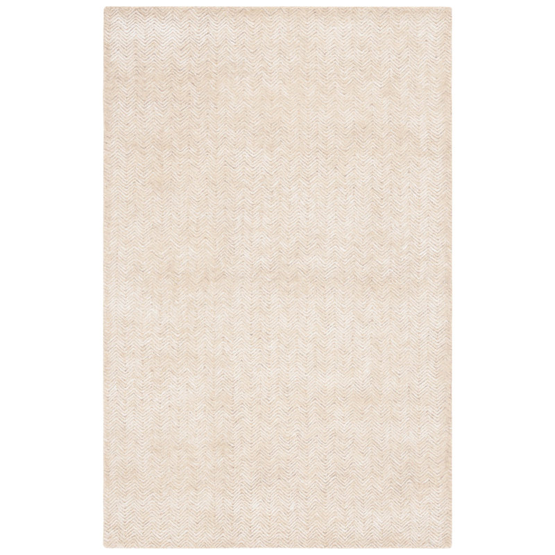 Stellina Hand Tufted Viscose Wool Cotton Chevron Rug, Rectangle 4' x 6'