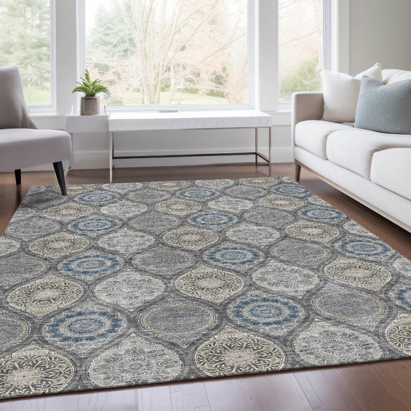 Premium Machine Washable Prisco Gray Rug, Rectangle 3' x 5'