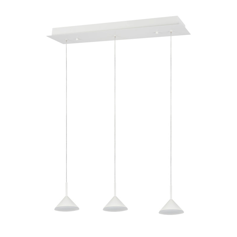 Luminaire suspendu conique 3 lumières pour îlot de cuisine Hounslow, Blanc