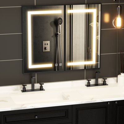 W H Framed Medicine Cabinet Mirror Fixed