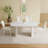 Rectangle Marble Top Double Pedestal Dining Table Set-1080282300