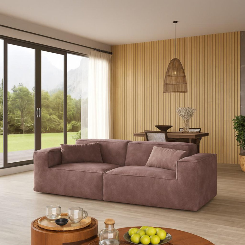 Canapé modulaire 2 places Urban Plus avec revêtement en velours Cloud, Velours brun