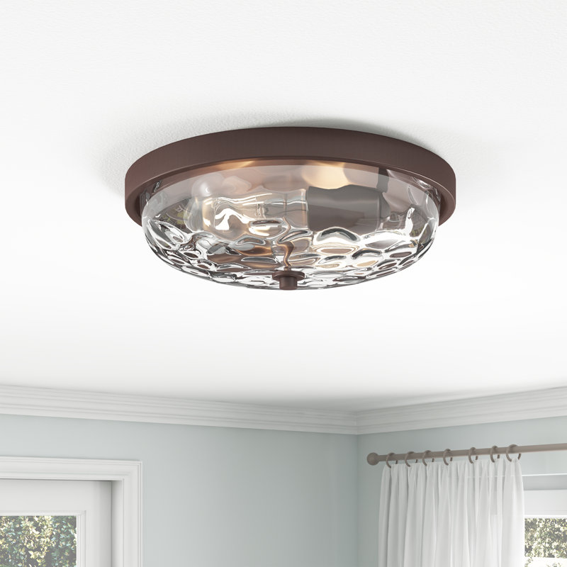 Plafonnier encastré à intensité variable 2 lumières en verre martelé Jaleiya