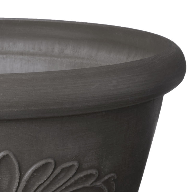 Pot à fleurs en plastique Myler, Anthracite foncé, H 5 po x l 12 po x P 12 po