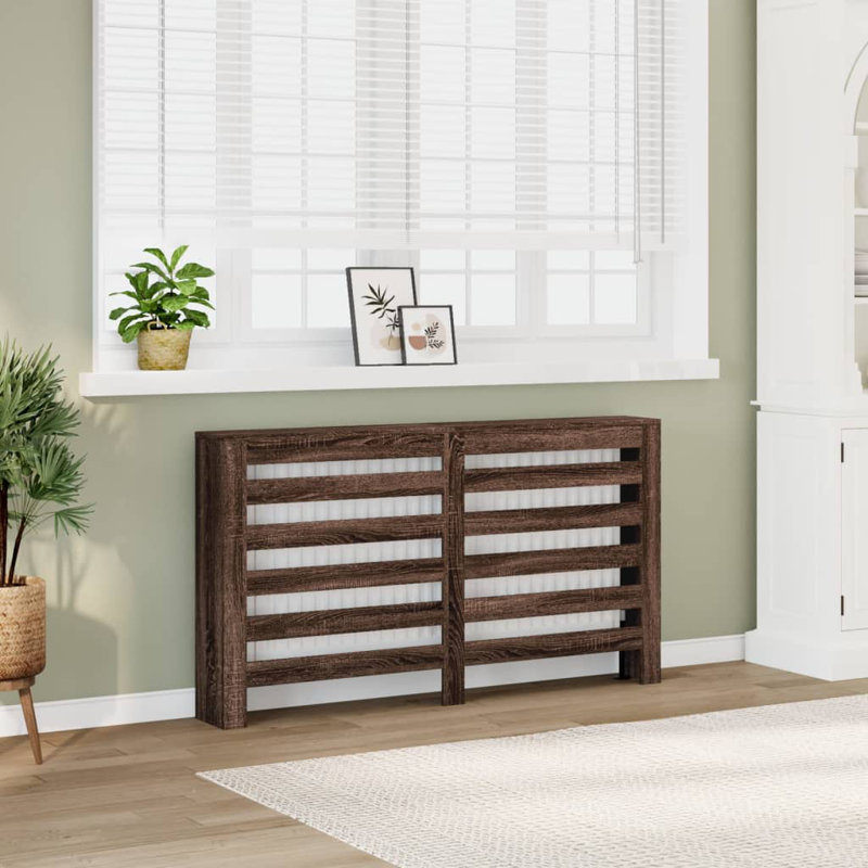 Large Radiator Cover, Brown Oak, 149 x 20 x 82 cm, Horizontal Slats