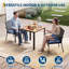 Ensemble de salle à manger d'extérieur 3 pièces, table en osier avec 2 chaises, trou pour parasol et coussins moelleux, mobilier de jardin pour terrasse, jardin, bord de piscine - Noir et bleu