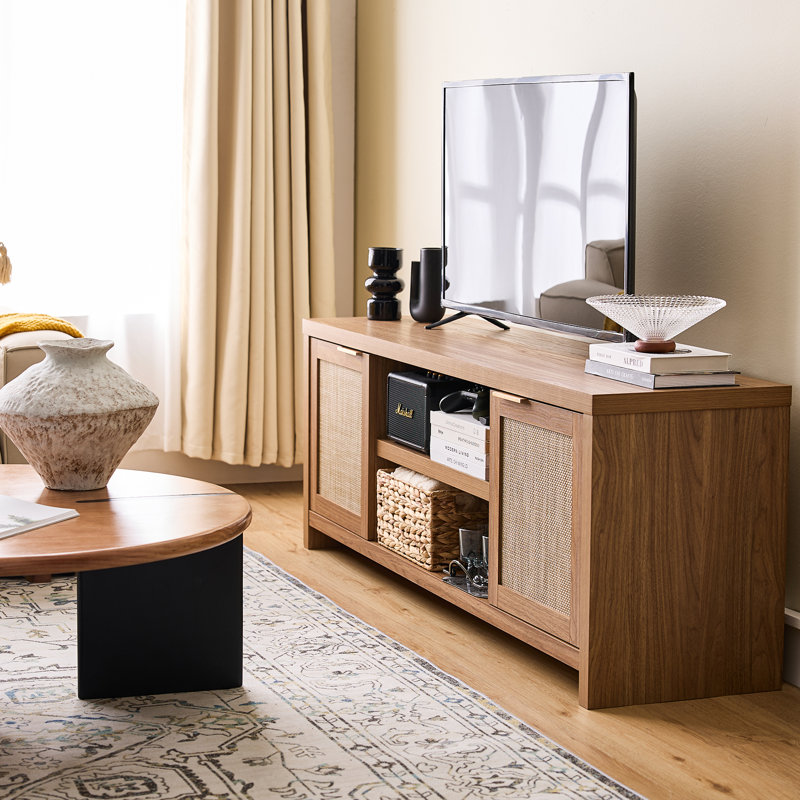 TV Stand for TVs up to 65, Natural Oak