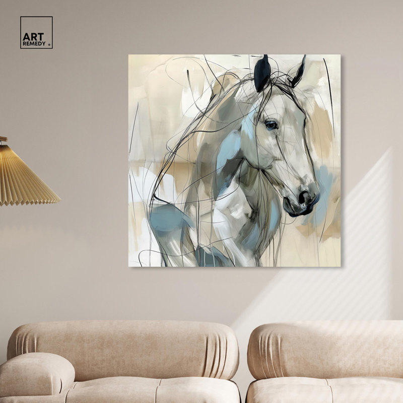 «Horse Glint» par Art Remedy, H 40 po x l 40 po x P 1,5 po, Toile tendue