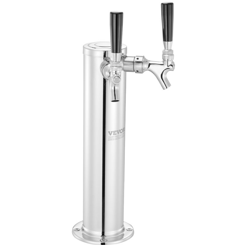 Dual Taps Stainless Steel Beer Dispenser with Chrome-Plated Brass Faucets